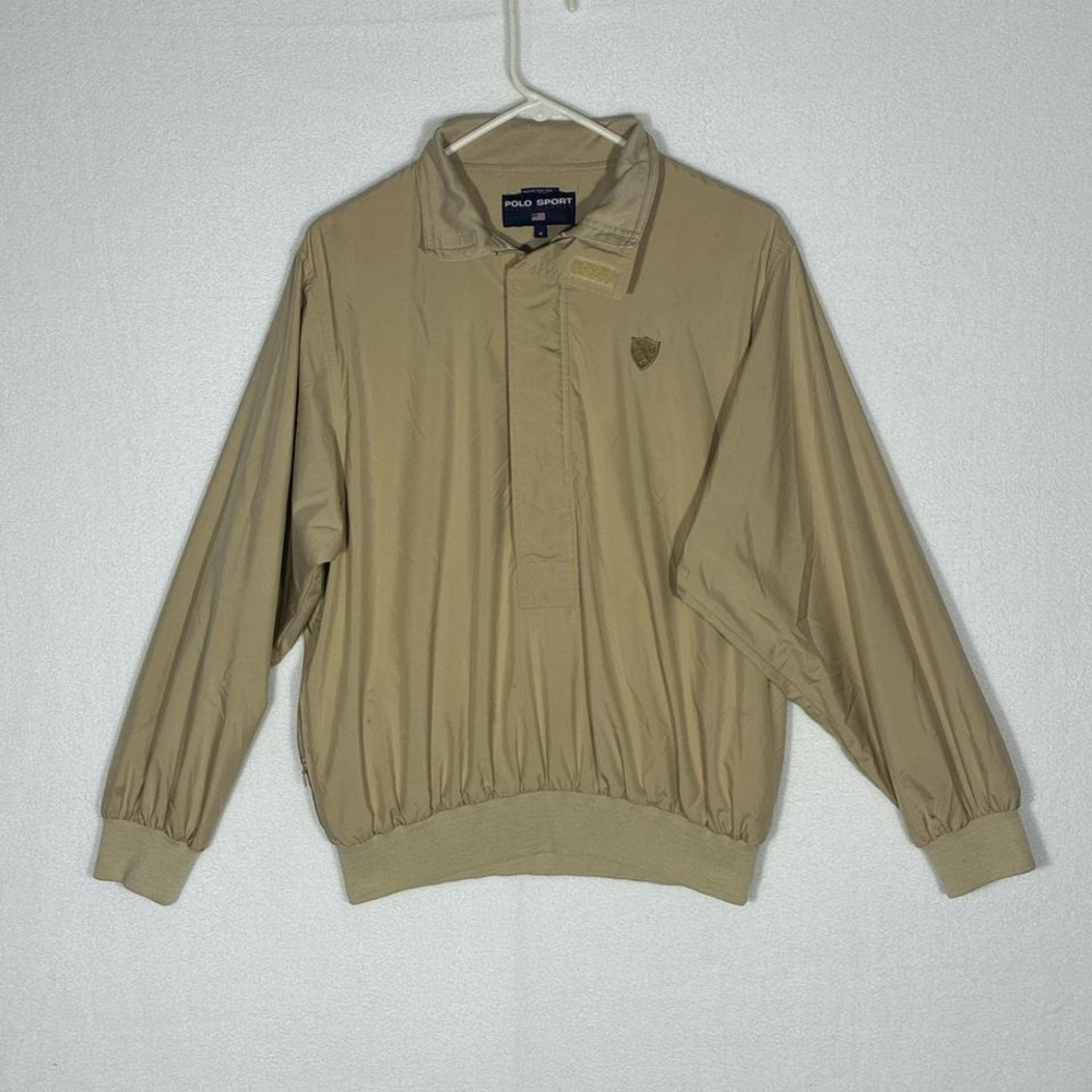 Vintage Polo Sport golf windbreaker jacket in khaki with embroidered logo